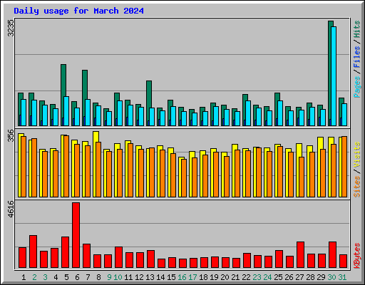 Daily usage for March 2024