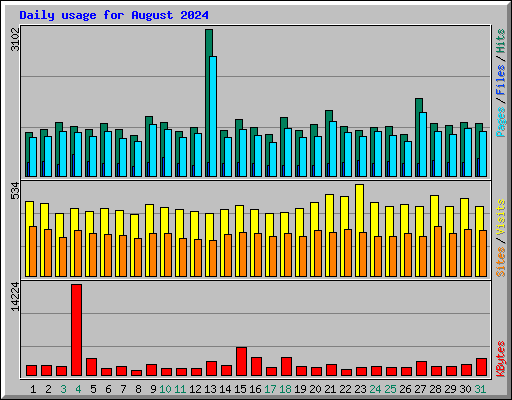 Daily usage for August 2024